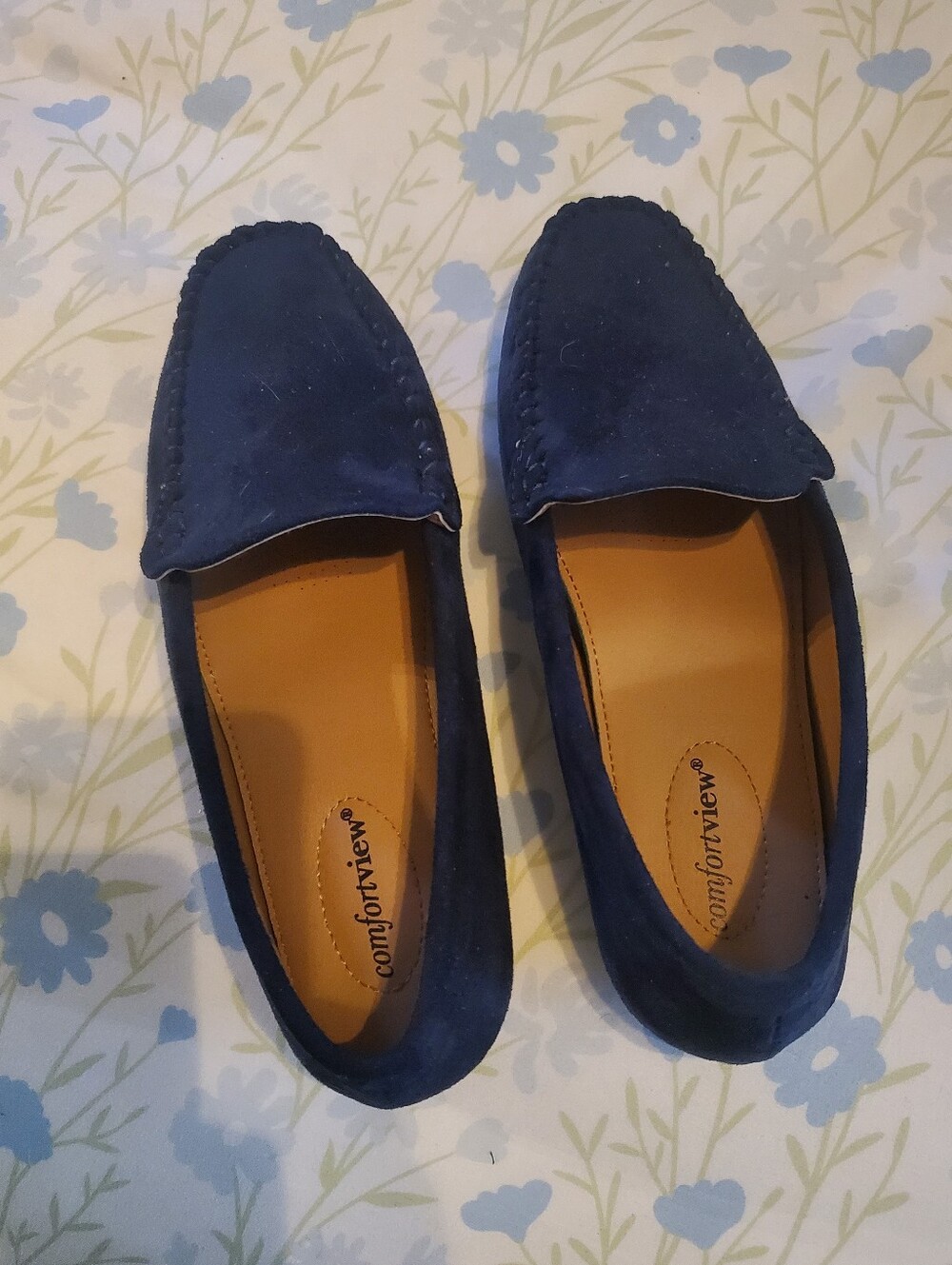 comfortview Navy Suede Slip-On Loafers